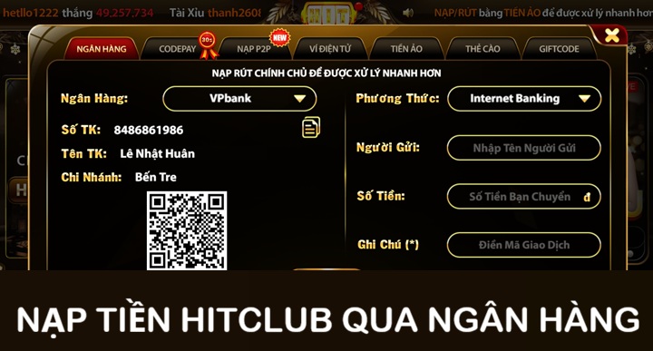 Hướng dẫn nạp tiền Hitclub chi tiết với từng phương thức
